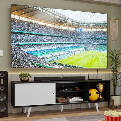 Rack Para Tv Até 80 Polegadas 160cm Com Pés Preto/branco Torino Madesa Preto/branco