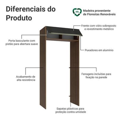 Porta-geladeira 103 Cm 1 Porta Basculante Rustic/preto Lux Madesa Rustic/preto