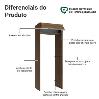 Porta-geladeira 83 Cm 1 Porta Basculante Rustic Glamy Madesa Rustic