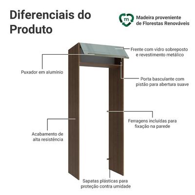Porta-geladeira 83 Cm 1 Porta Basculante Rustic/cinza Lux Madesa Rustic/cinza