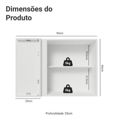 Armário Aéreo De Canto 1 Porta Vik Madesa Branco/cinza