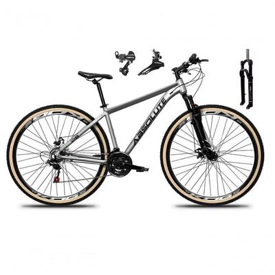 Bicicleta Aro 29 Absolute Nero 5 Alumínio Câmbios Shimano 24v Garfo Com Trava Mountain Bike Cinza 17