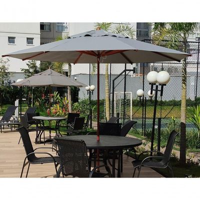 Guarda Sol Ombrelone Madeira 3m Com Proteção Uv Para Piscina Jardim Cinza