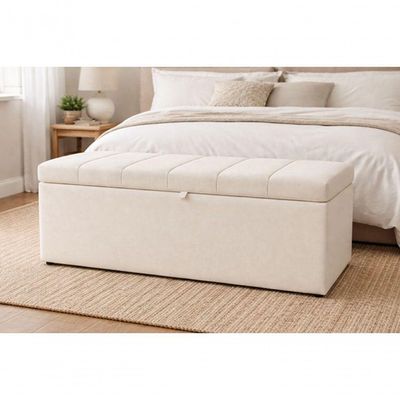 Recamier Calçadeira Baú Carla Para Quarto Cama Casal 140 Cm Suede Porcelana Eli Móveis E Decoração