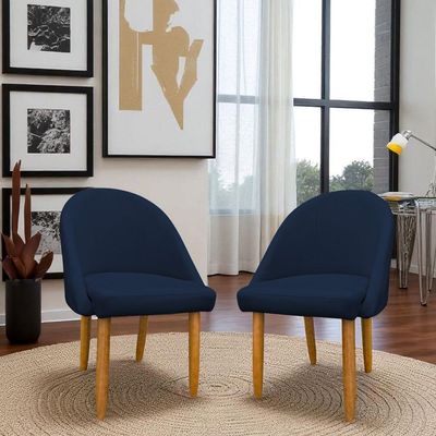 Kit 04 Cadeiras Decorativa Estofada Para Sala Recepção Cozinha Lua Star Veludo Azul Marinho Eli Móveis E Decoração