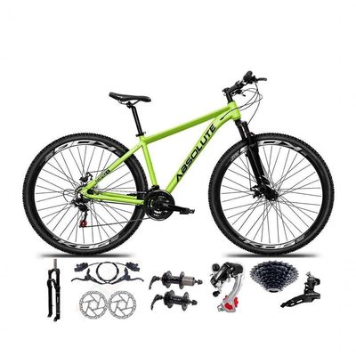 Bicicleta Aro 29 Absolute Nero 5 Alumínio 24v Câmbios Shimano Freio Hidráulico K7 Garfo Comtrava Verde 21