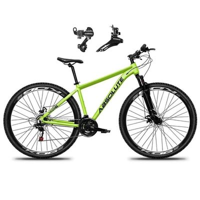 Bicicleta Aro 29 Absolute Nero 5 Alumínio 21v Câmbios Shimano Mountain Bike Freio A Disco Verde 19