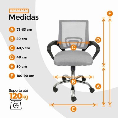 Cadeira De Escritório Begonia Tela Mesh Cinza