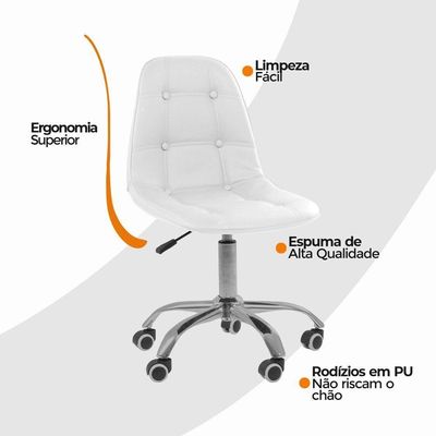 Kit 4 Cadeiras Office Eiffel Botonê Oficial Branco