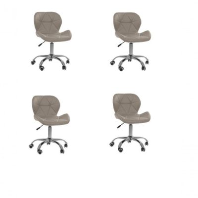 Kit 4 Cadeiras Office Eiffel Slim Base Oficial Bege