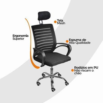 Kit 5 Cadeiras De Escritório Oficial Diretor Roma Com Apoio