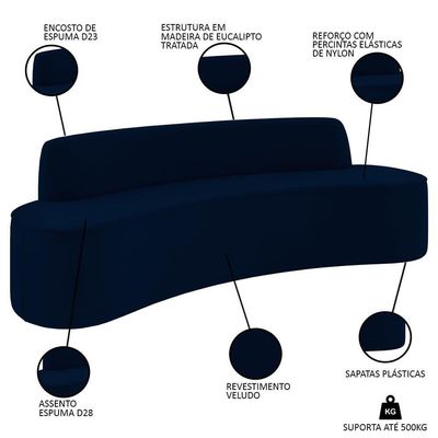 Sofá 5 Lugares Para Sala De Estar Living 300cm Theo D06 Veludo Royal - Mpozenato