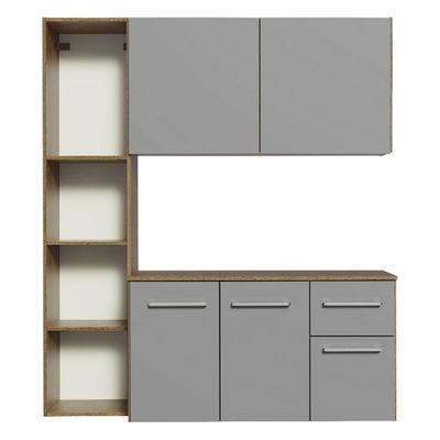 Armário De Cozinha Compacta 120cm Rustic/cinza Easy Madesa Rustic/cinza Rustic/cinza