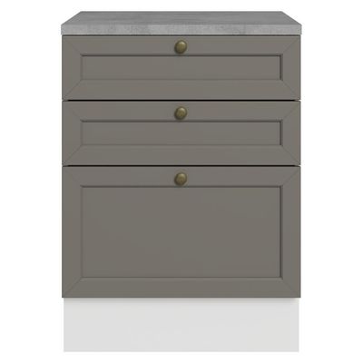 Balcão De Cozinha 60 Cm 3 Gavetas Branco/cinza Vik Madesa Branco/cinza