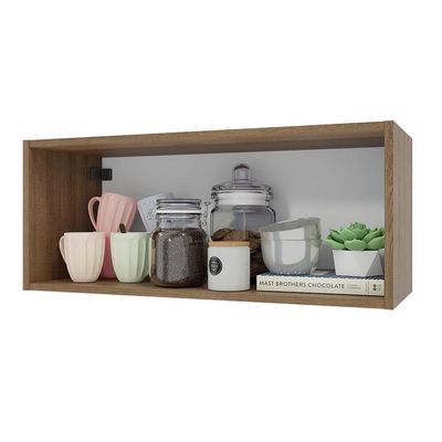 Armário Aéreo 80 Cm Nicho Aberto Para Cozinhas Lux, Glamy, Agata, Stella Rustic Madesa Rustic Rustic
