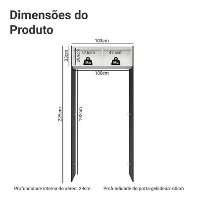 Porta-geladeira 103 Cm 1 Porta Basculante Preto/branco/preto Lux Madesa Preto/branco/preto