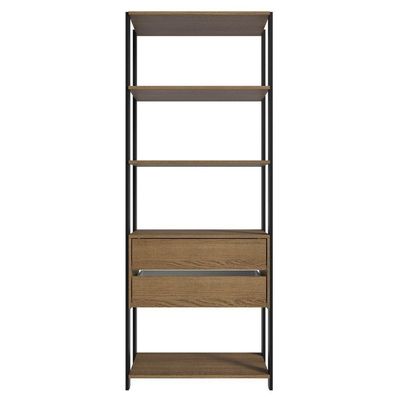 Guarda-roupa Closet Modulado Valencia 2 Gavetas 4 Prateleiras 70cm Rustic/preto Madesa Xa Rustic/preto