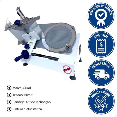 Cortador Fatiador De Frios Semi-automático Gural Jxt-30 Bivolt Faca 30cm Base Em Pintura Eletrostatica