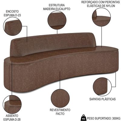 Sofá 3 Lugares Para Sala De Estar Living 210cm Koane D06 Facto Âmbar - Mpozenato