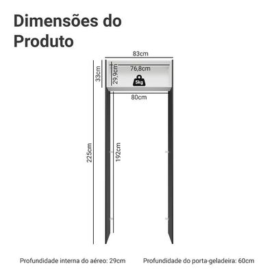 Porta-geladeira 83 Cm 1 Porta Basculante Preto/branco/preto Glamy Madesa Preto/branco/preto