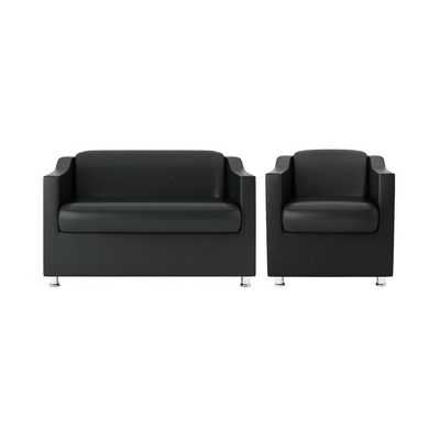 Kit Sofá Namoradeira Tilla + Poltrona Sala Clínica preto