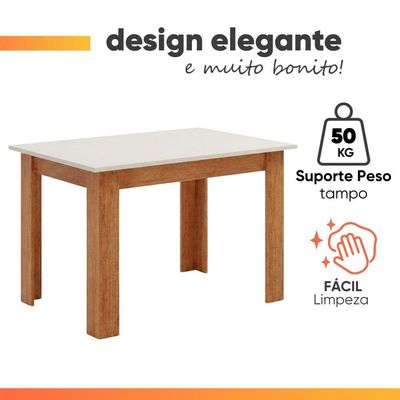 Mesa Para Sala De Jantar 1,10m Place Viero Madeirado/off White