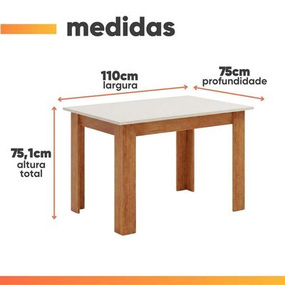 Mesa Para Sala De Jantar 1,10m Place Viero Madeirado/off White