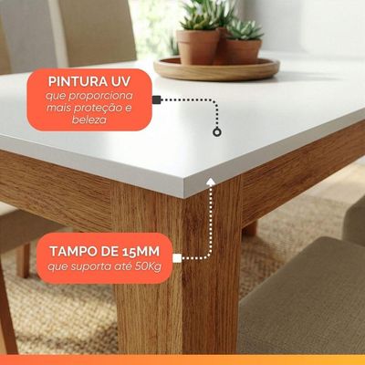 Mesa Para Sala De Jantar 1,10m Place Viero Madeirado/off White