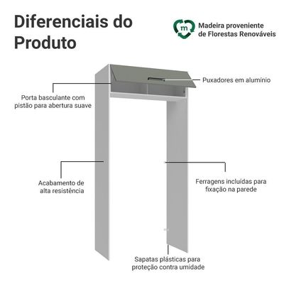 Porta-geladeira 103 Cm 1 Porta Basculante Branco/cinza Agata Madesa Branco/cinza
