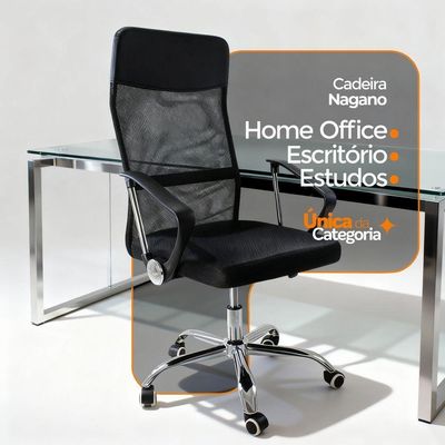 Kit 5 Cadeiras De Escritório Nagano Oficial Preto