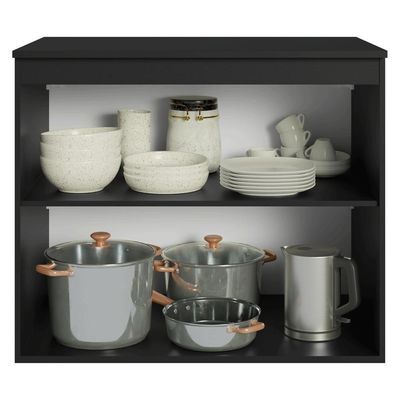 Balcão De Cozinha 80 Cm 2 Portas Suspenso Preto Nice Madesa Preto