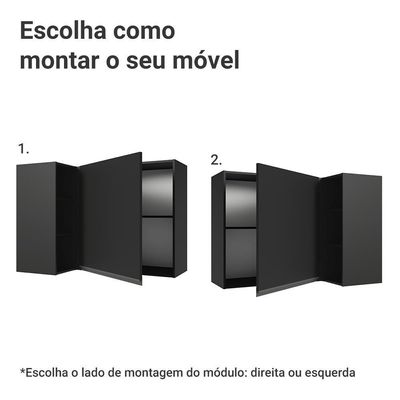 Armário Aéreo De Canto 1 Porta E Adega Preto Nice Madesa Preto