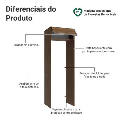 Porta-geladeira 73 Cm 1 Porta Basculante Rustic Glamy Madesa Rustic