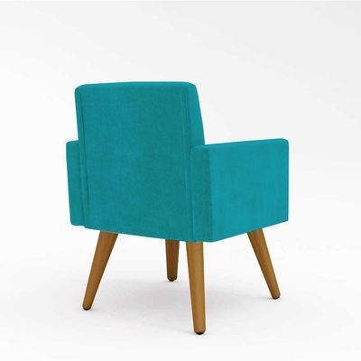 Kit Sofá Namoradeira + 2 Poltronas Sala Estar Balaqui Decor Cor:azul Turquesa