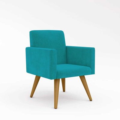 Kit Sofá Namoradeira + 2 Poltronas Sala Estar Balaqui Decor Cor:azul Turquesa
