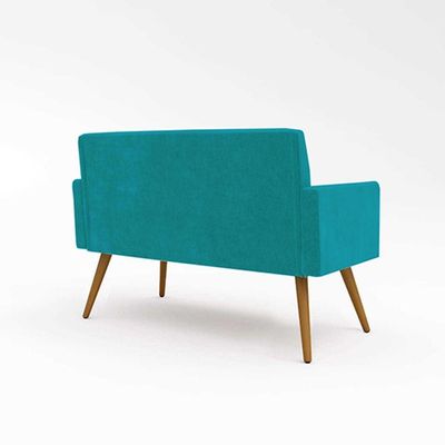 Kit Sofá Namoradeira + 2 Poltronas Sala Estar Balaqui Decor Cor:azul Turquesa