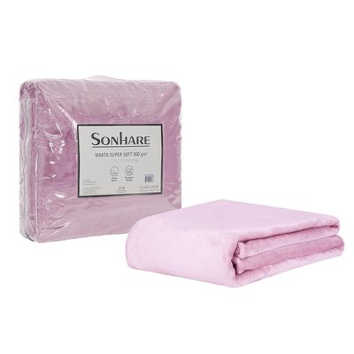 Cobertor Manta Super Soft 300g Casal 1,80mx2,20m Rose Cristal Sonhare