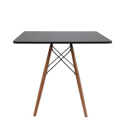 Mesa Eiffel Wood Tampo Quadrado de Madeira 90cm Preto