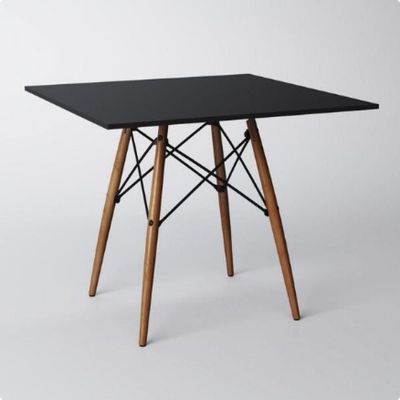 Mesa Eiffel Wood Tampo Quadrado de Madeira 90cm Preto