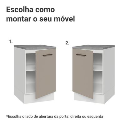 Balcão De Cozinha 50cm 1 Porta Branco/crema Agata Madesa Branco/crema