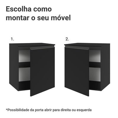 Balcão De Cozinha 60 Cm 1 Porta Suspenso Preto Nice Madesa Preto