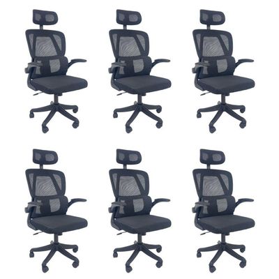 Kit 6 Cadeiras De Escritório Oficial Legacy Preto
