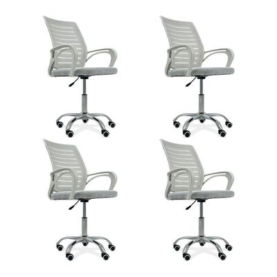 Kit 4 Cadeiras De Escritório Diretor Roma Oficial Branco