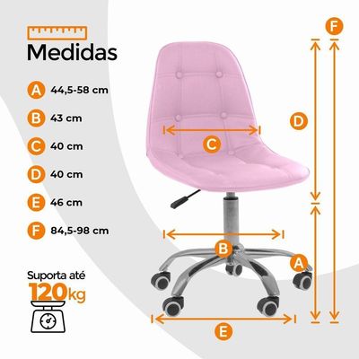 Kit 6 Cadeiras Office Eiffel Botonê Oficial Rosa