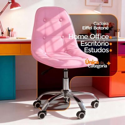 Kit 6 Cadeiras Office Eiffel Botonê Oficial Rosa
