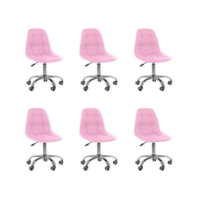 Kit 6 Cadeiras Office Eiffel Botonê Oficial Rosa