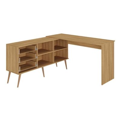 Mesa De Manicure Profissional De Canto Em L Com 3 Gavetas Jady Multimóveis Mp6042 Madeirado/preto