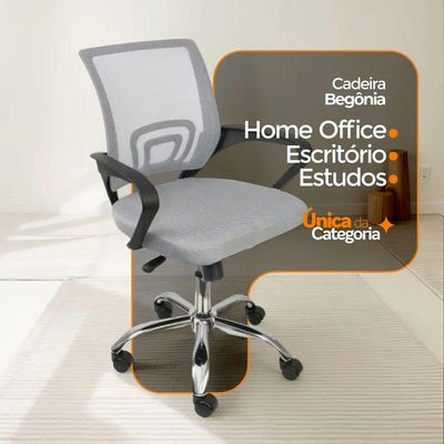 Kit 15 Cadeiras De Escritório Begonia Tela Mesh Cinza