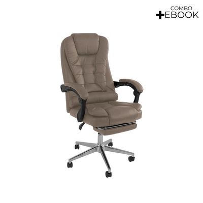Kit 2 Cadeiras De Escritório Presidente Soft Ergonômica Apoio Para Pés Bege
