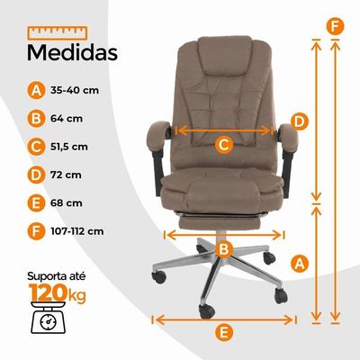 Kit 2 Cadeiras De Escritório Presidente Soft Ergonômica Apoio Para Pés Bege